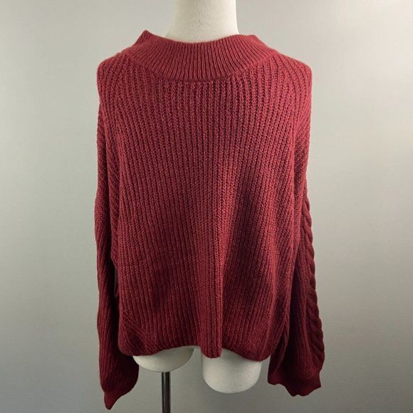 NWT BP Red Maroon Turtle Neck Balloon Sleeves Sweater (1X) - Picture 7 of 10